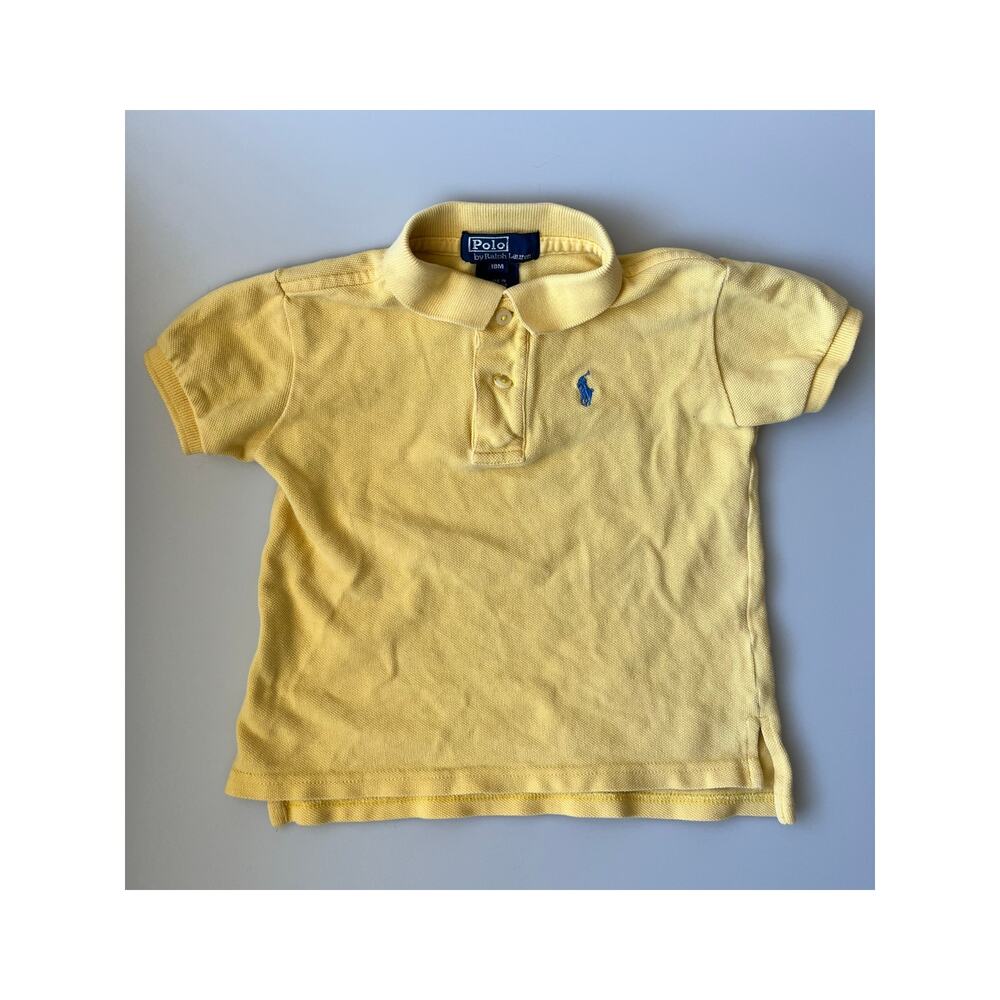 Polo Ralph Lauren Toddler Boy 18M Yellow Polo w/ Blue Pony Logo Preppy Easter